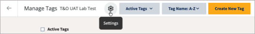 Manage tags with tag settings highlighted.