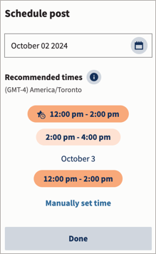 Sample schedule with recommended times.