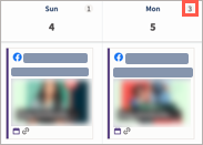 Calendar week view, showing counts of posts on each day.