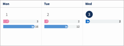 Monthly calendar view by social network.