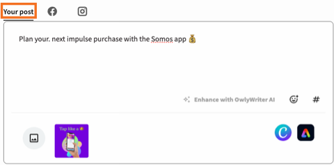 Example post with multiple social networks selected, and Your post highlighted.