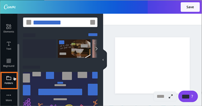 Folders highlighted in the Canva design editor.