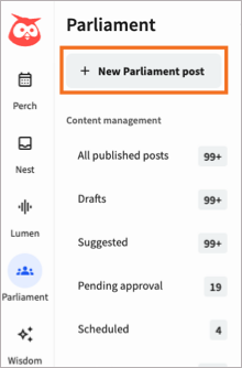 The main Parliament navigation with New Parliament post highlighted.