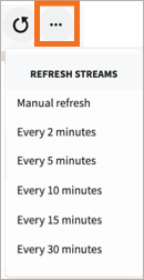 The Refresh Interval menu showing all the refresh interval options.