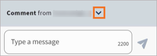 An image of a n Inbox message on mobile, with the message type option highlighted.