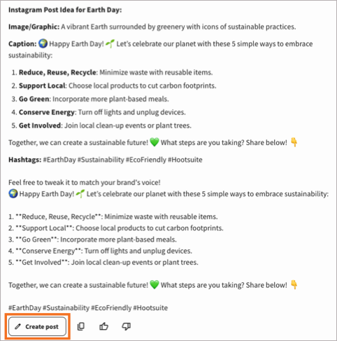 The Wisdom chat window, with the Create post button highlighted.