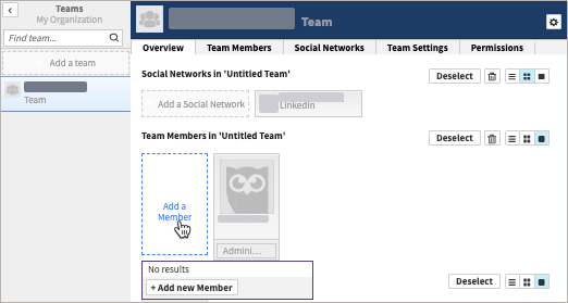 Sample organization with overview tab selected showing options.