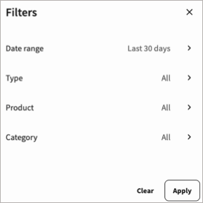 The filter options in the Notifications Manager.