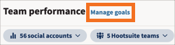 Team performance screen showing manage goals option.