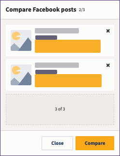 An example of the Compare Facebook posts list showing two posts selected.