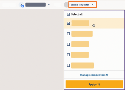 The list of competitors to select and compare with.