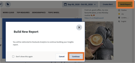 Example report with build report button highlighted.