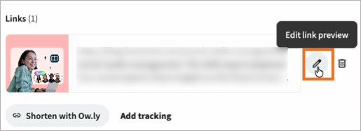The Customize link preview option highlighted under a link preview.