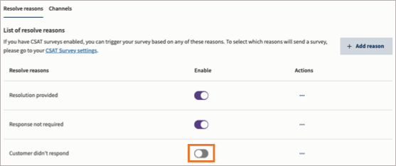 The list of resolve reasons, with the Enable option highlighted next to a reason.