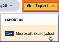 Amplify leaderboard export option selected with Microsoft Excel option highlighted.