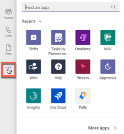 Microsoft Teams showing the Find an app screen.