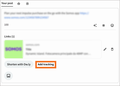 Sample post with Add tracking highlighted.