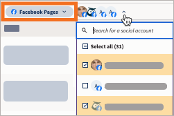 Social network picker selected showing social accounts.