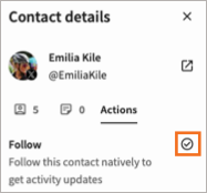 An X contact in Inbox, with the Follow option highlighted.
