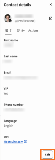 The Contact attributes tab, showing the Edit button highlighted.