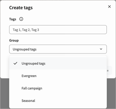 Create new tags with Ungrouped tags group selected.