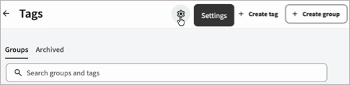 Manage tags with tag settings highlighted.