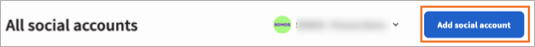 The Social accounts heading with Add social account button hightlighted.
