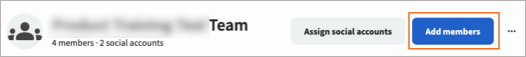 The team details page header, with the Add members option highlighted.